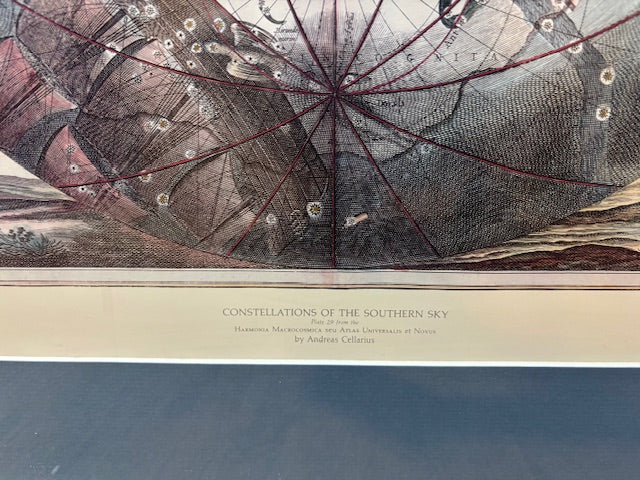 #Framed Andreas Cellarius Print – Constellations of the Southern Sky – Plate 26, Harmonia Macrocosmica