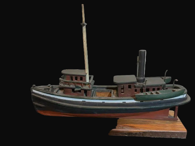 #Handcrafted Steam Tugboat Model Maritime Folk Art Display - Annapolis Maritime Antiques