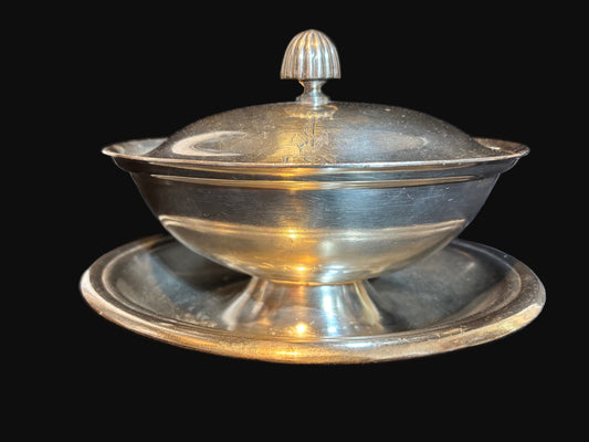 #U.S. Navy Reed & Barton Silver Soldered Covered Serving Dish – Marked “USN”