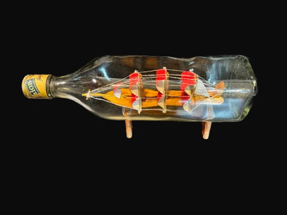 #Ship in a Bottle – Handmade Nautical Folk Art on Wood Stand - Annapolis Maritime Antiques