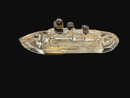 Glass Ocean Liner Ship Figurine Nautical Paperweight - Black