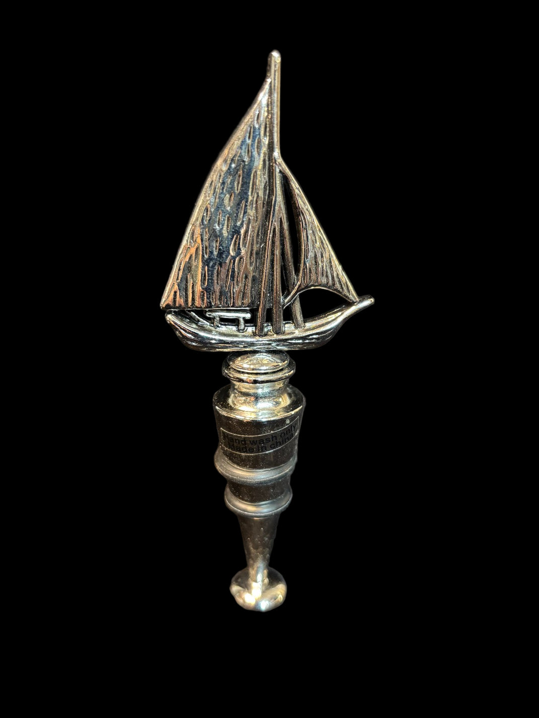 Sailboat Bottle Stopper – Chrome/Metal Barware Accessory - Annapolis Maritime Antiques
