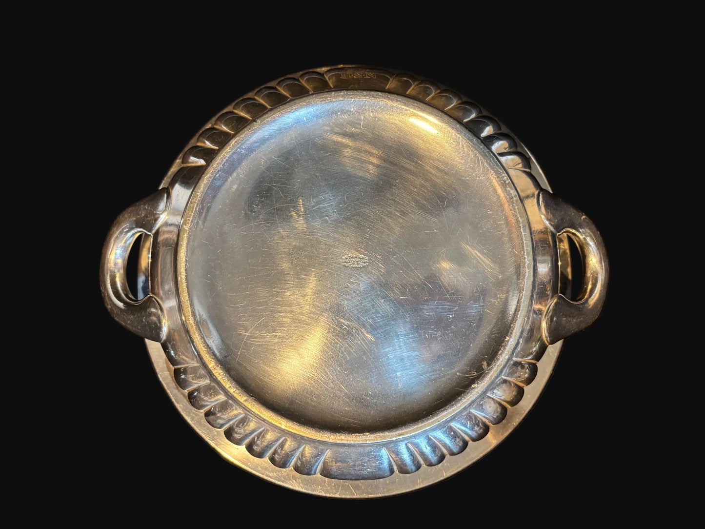 U.S. Navy Silverplate Serving Dish – International Silver Co. – Twin Handled, Engraved Eagle Crest