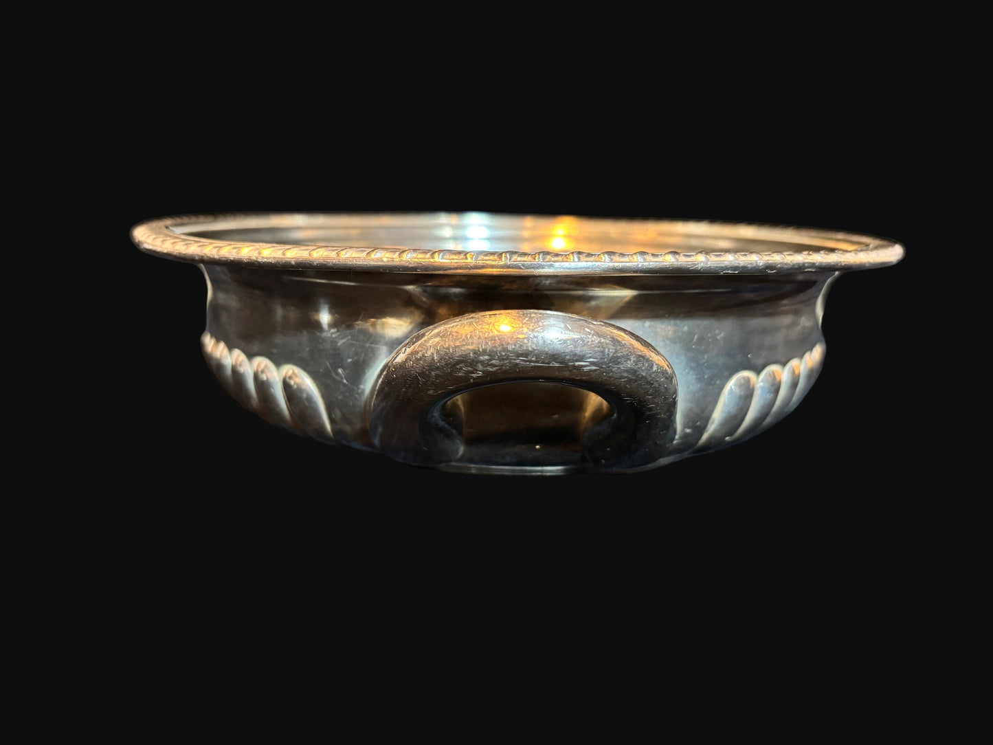 U.S. Navy Silverplate Serving Dish – International Silver Co. – Twin Handled, Engraved Eagle Crest
