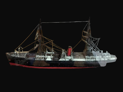USS Nevada Battleship Model in Original Glass Display Case Hand Built Naval Ship - Annapolis Maritime Antiques