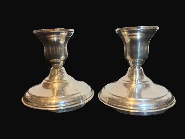 Pair Silver-Plated Candlesticks Traditional Weighted Candle Holders