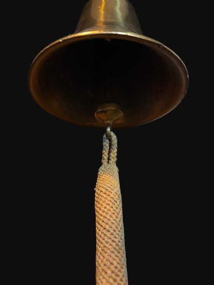 Wall-Mounted Ship’s Bell on Wood Backplate with Braided Rope Pull — Solid Brass Nautical Decor - Annapolis Maritime Antiques