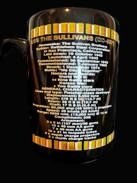USS The Sullivans DD-537 Commemorative Coffee Mug – Fletcher Class Destroyer
