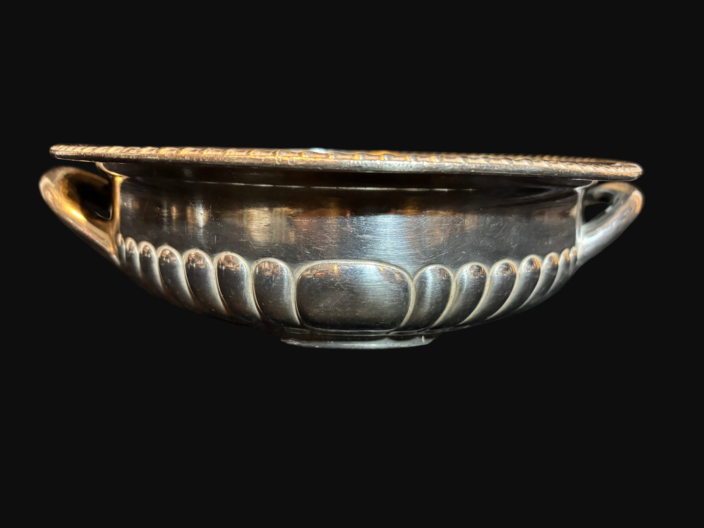 U.S. Navy Silverplate Serving Dish – International Silver Co. – Twin Handled, Engraved Eagle Crest