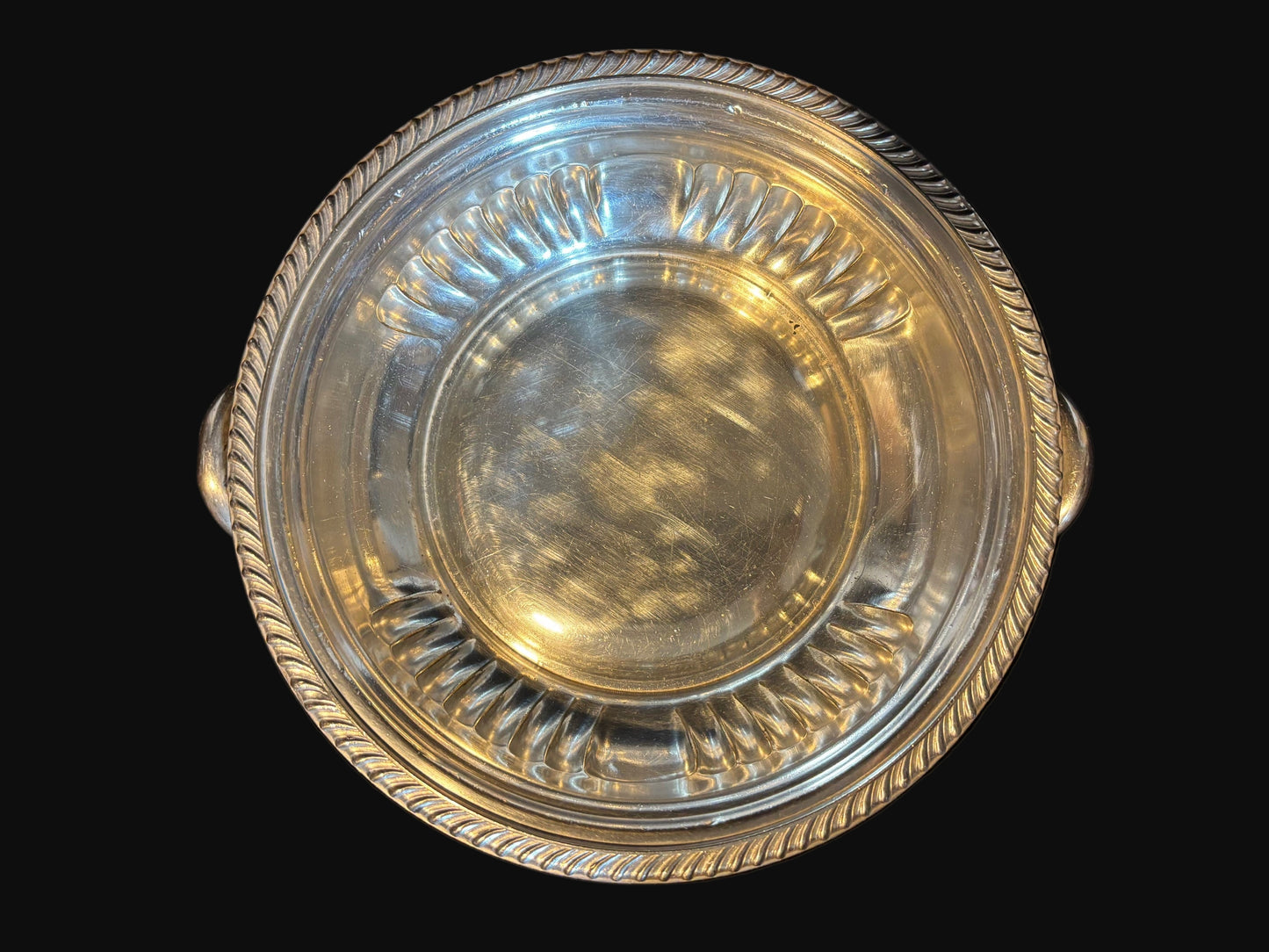 U.S. Navy Silverplate Serving Dish – International Silver Co. – Twin Handled, Engraved Eagle Crest