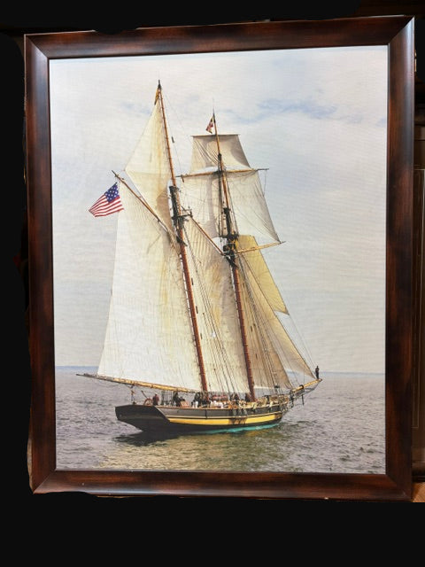 #Framed Nautical Schooner Canvas Print – Coastal Maritime Wall Art - Annapolis Maritime Antiques