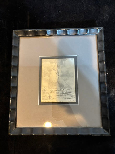John Moll Chesapeake Sloop J.T. Leonard Framed Maritime Print Chesapeake Bay Art - Annapolis Maritime Antiques