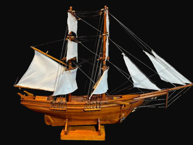 Handcrafted Wooden Sailing Ship Model – Age of Exploration Style – Decorative Nautical Display - Annapolis Maritime Antiques