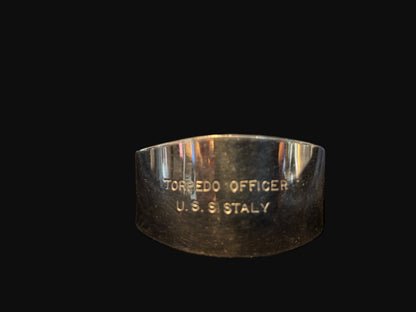 WWII U.S. Navy Wardroom Napkin Ring – USS Stanly (DD-478) – Torpedo Officer