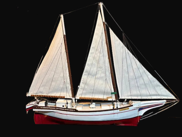 Handcrafted Wooden Schooner Model Ship “JOANNE B” – Nautical Maritime Décor - Annapolis Maritime Antiques
