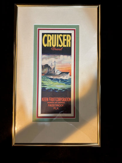 #Cruiser Brand Fruit Crate Label – Framed – Keen Fruit Corporation, Frostproof, FL (1920s–1950s)