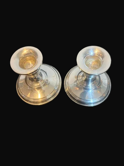 Pair Silver-Plated Candlesticks Traditional Weighted Candle Holders
