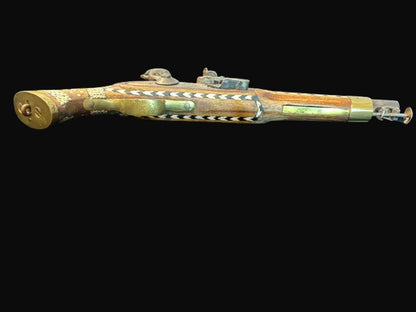 #Decorative Ottoman-Style Flintlock Pistol with Inlaid Stock - Annapolis Maritime Antiques