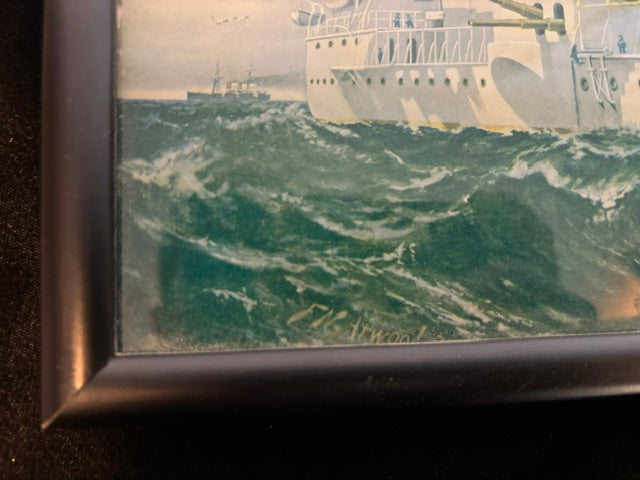 #USS Maine Framed Naval Print After F.N. Atwood 1895 Spanish-American War Maritime Art - Annapolis Maritime Antiques