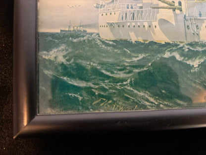 #USS Maine Framed Naval Print After F.N. Atwood 1895 Spanish-American War Maritime Art - Annapolis Maritime Antiques