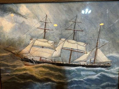 Signed M. E. Dyas Maritime Painting "Lady Penrhyn" Framed Nautical Ship Portrait - Annapolis Maritime Antiques