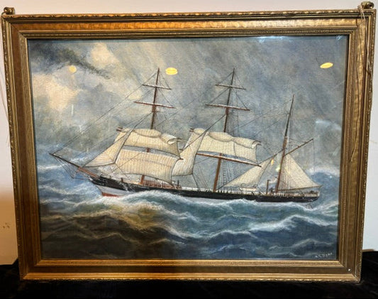 Signed M. E. Dyas Maritime Painting "Lady Penrhyn" Framed Nautical Ship Portrait - Annapolis Maritime Antiques