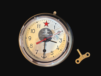 Soviet Russian Navy Submarine Ship Clock – Vostok USSR Mechanical Bulkhead Clock