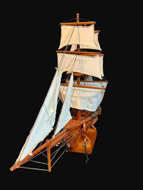 Handcrafted Wooden Sailing Ship Model – Age of Exploration Style – Decorative Nautical Display - Annapolis Maritime Antiques