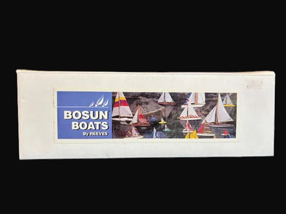 Bosun Boats “Checker Sail” 8″ Wooden Toy Sailboat – Reeves – Boxed