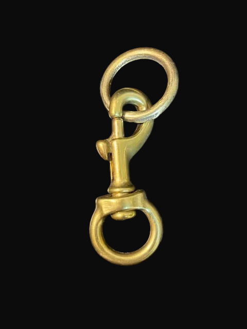#4 Inch Solid Brass Swivel Bolt Snap Hook Marine Hardware 1.5 Inch Ring - Annapolis Maritime Antiques