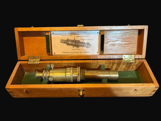 WWII Era U.S. Navy Mk VIII Mod. 3 Boresight Telescope in Fitted Wooden Case - Annapolis Maritime Antiques
