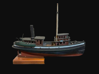 #Handcrafted Steam Tugboat Model Maritime Folk Art Display - Annapolis Maritime Antiques