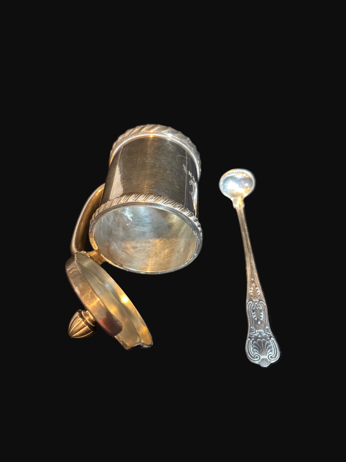 WWII U.S. Navy Silver-Plated Mustard/Condiment Pot with Spoon – International Silver Co.