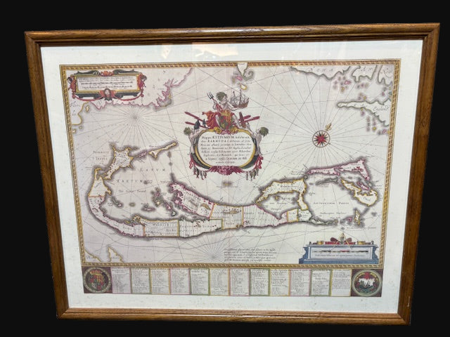 #Framed Vintage Reproduction Map of Bermuda – After Johannes Blaeu, 17th Century Style
