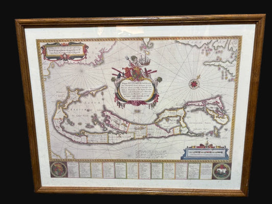 #Framed Vintage Reproduction Map of Bermuda – After Johannes Blaeu, 17th Century Style