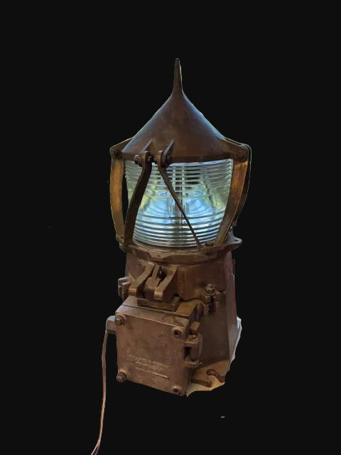 #Wallace & Tiernan Bronze Marine Navigation Lantern Beacon Light - Annapolis Maritime Antiques