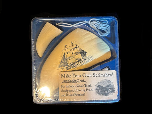 “Make Your Own Scrimshaw” DIY Craft Kit – Faux Ivory Ship Tooth Pendant – Unused
