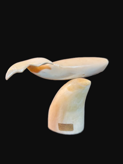 Scrimshaw-Style Whale Figurine with Anchor Design - Annapolis Maritime Antiques