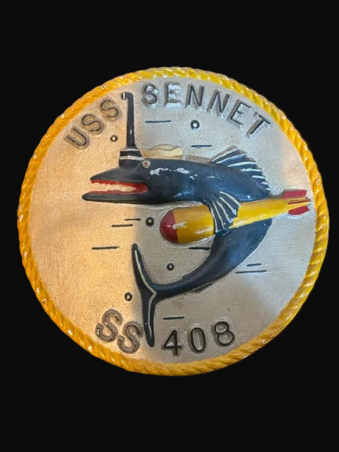 #USS Sennet SS-408 Cast Metal Submarine Plaque WWII Balao Class U.S. Navy - Annapolis Maritime Antiques