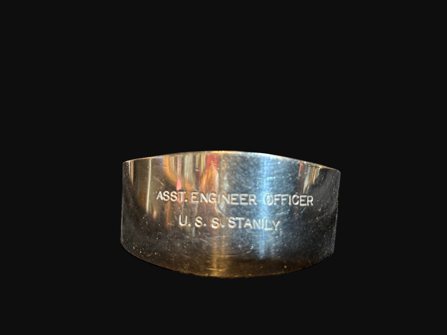 U.S. Navy Napkin Ring – Assistant Engineer Officer – U.S.S. Stanly (WWII Era)
