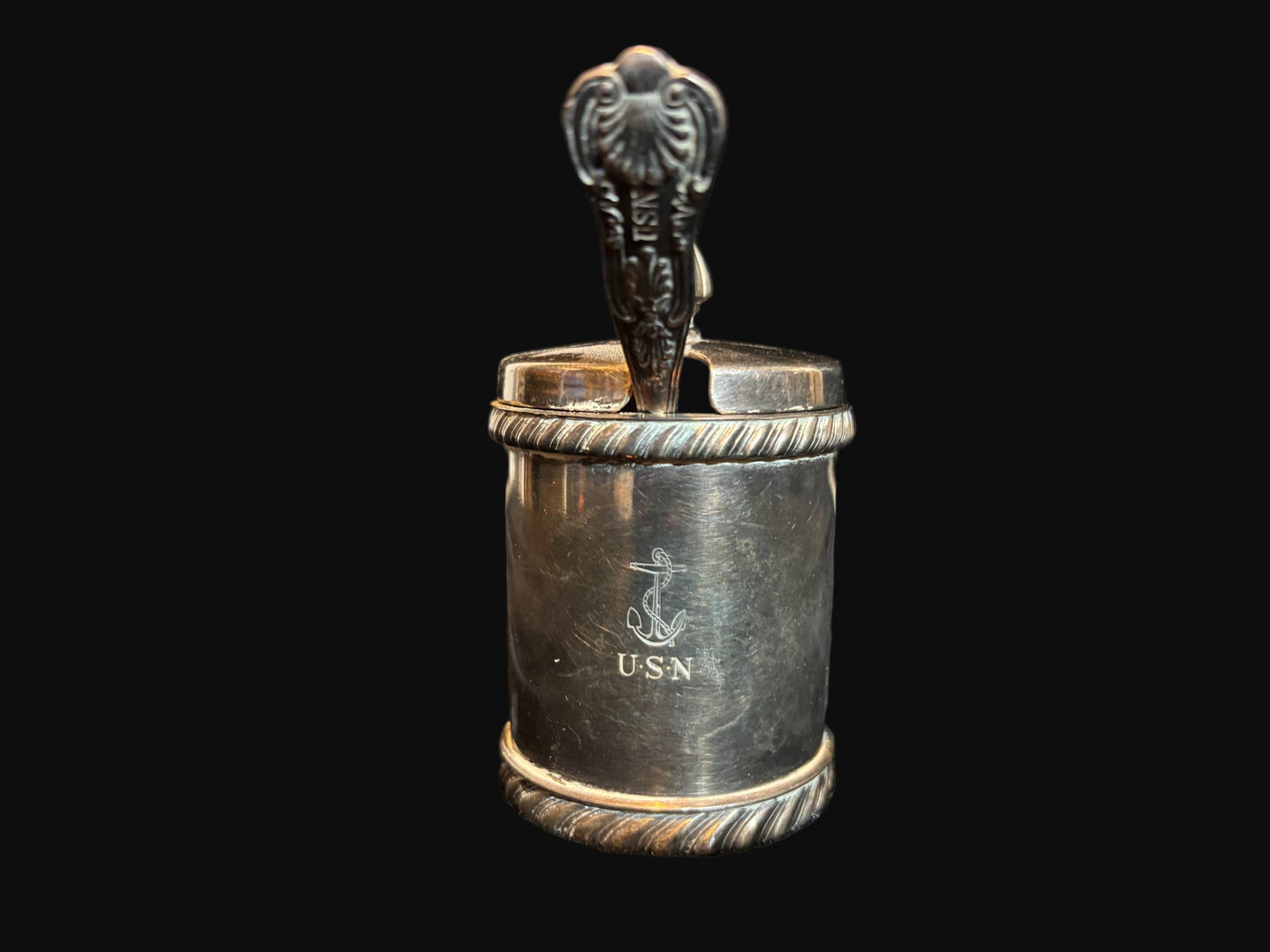 WWII U.S. Navy Silver-Plated Mustard/Condiment Pot with Spoon – International Silver Co.