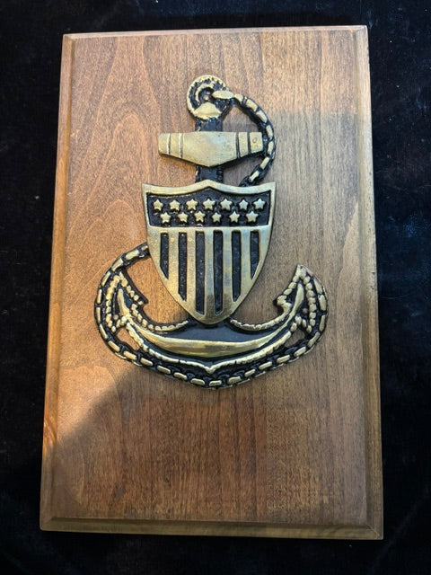 #U.S. Navy Civil Engineer Corps / Seabee Cast Metal Plaque on Wood Mount - Annapolis Maritime Antiques