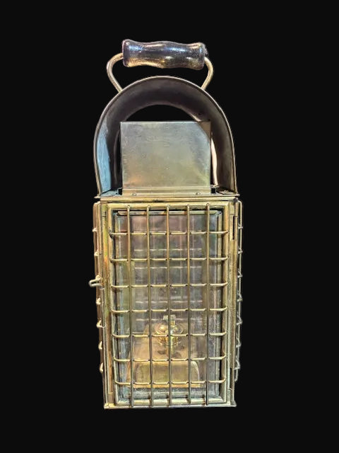 #Heavy Solid Brass Nautical Lantern 15″ – Ship Style Oil Lamp – Maritime Decor - Annapolis Maritime Antiques