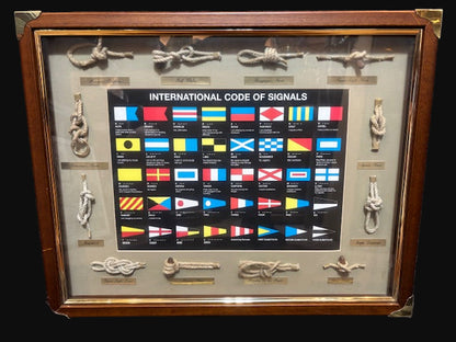 #Framed Nautical Display – International Code of Signals with Rope Knot Samples