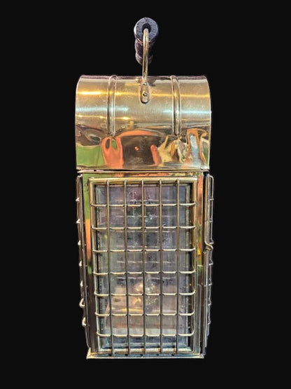 #Heavy Solid Brass Nautical Lantern 15″ – Ship Style Oil Lamp – Maritime Decor - Annapolis Maritime Antiques