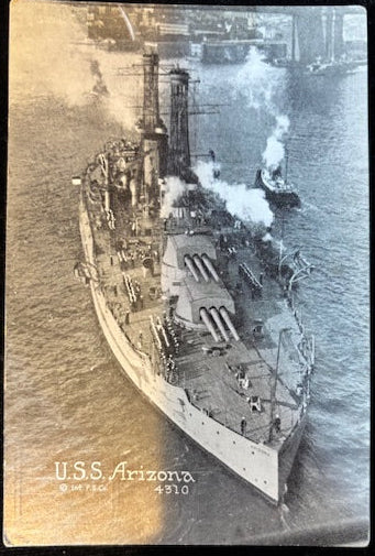 USS Arizona Battleship Postcard – Edward H. Mitchell, San Francisco – ca. 1916–1920s