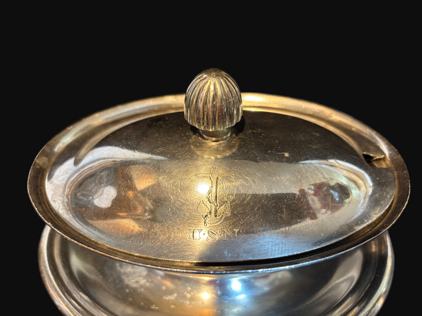 U.S. Navy Reed & Barton Silver Soldered Covered Serving Dish – Marked “USN”