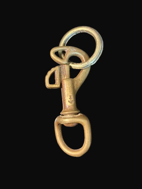 #4.25 Inch Solid Brass Marine Swivel Snap Hook Anchor Marked 1.5 Inch Ring - Annapolis Maritime Antiques