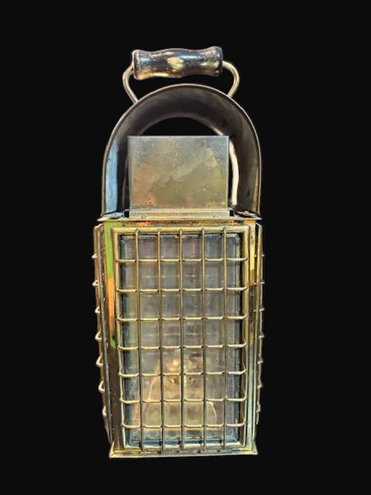 #Heavy Solid Brass Nautical Lantern 15″ – Ship Style Oil Lamp – Maritime Decor - Annapolis Maritime Antiques