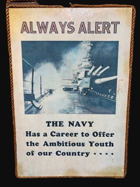#U.S. Navy Recruitment Poster Plaque – "Always Alert" – Mounted Wall Art